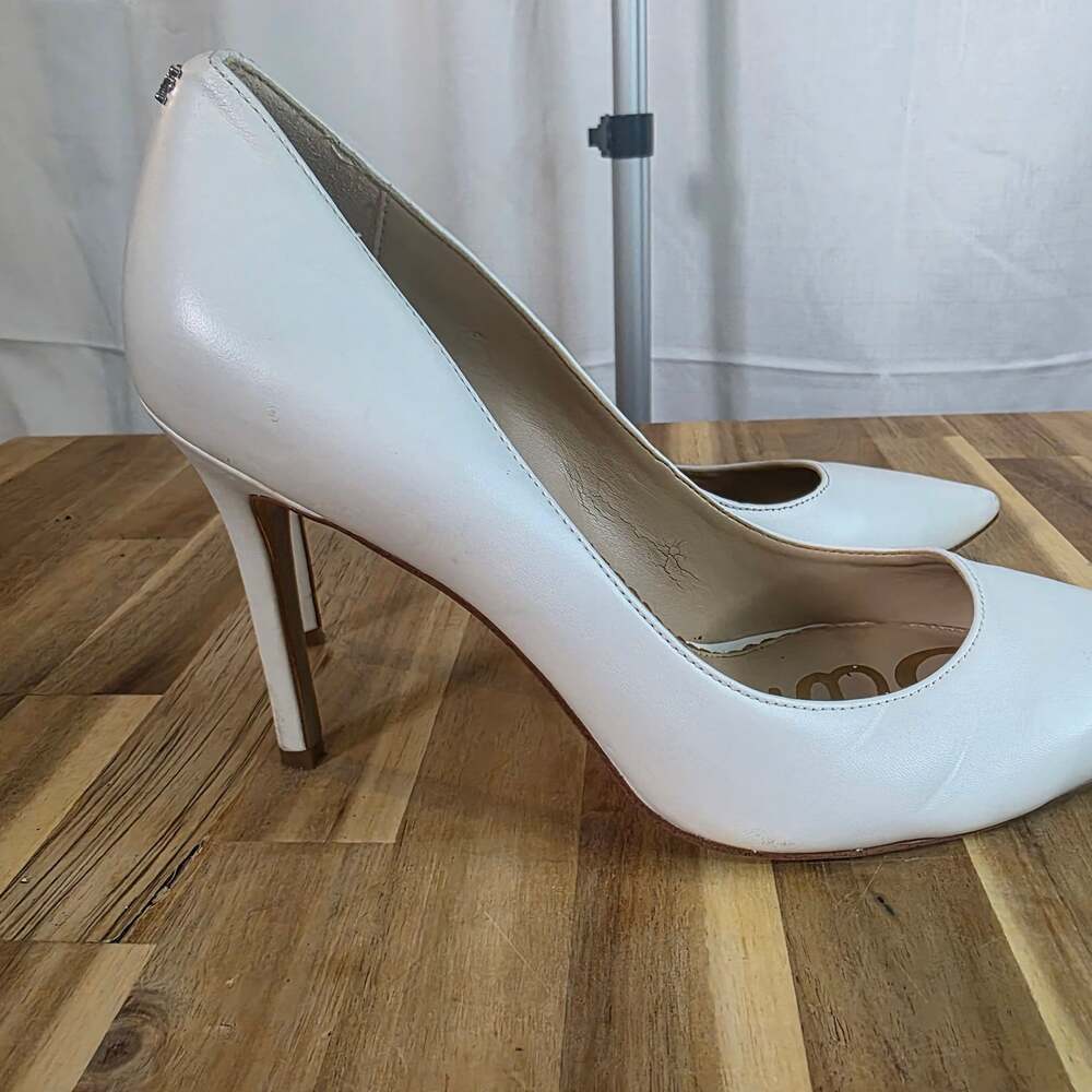 Sam Edelman Hazel White Leather Pointed Toe Pumps - Picture 11 of 15